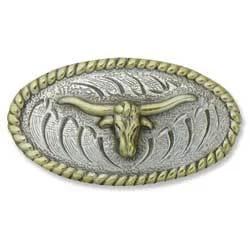 Concho Longhorn Plaqué Or 1-3/4" (44 Mm) X 1" (25 Mm) - Fourniture maroquinerie cuir