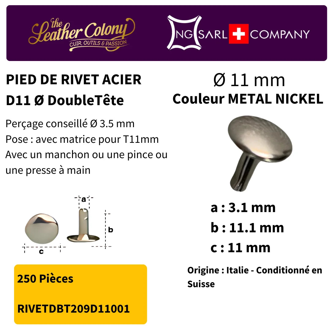 Rivets En Acier (Pied Doubletete) 4 Couleurs