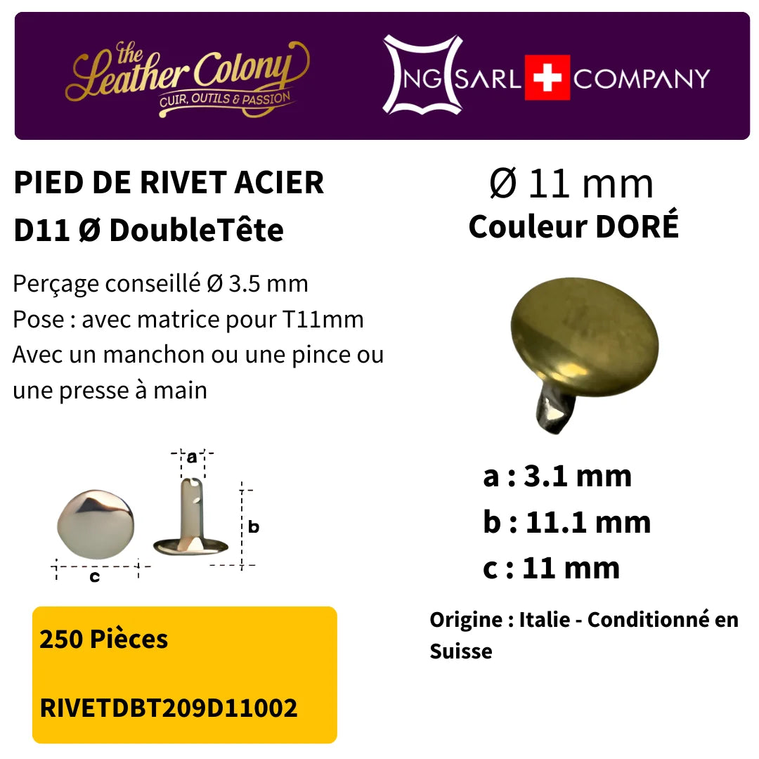 Rivets En Acier (Pied Doubletete) 4 Couleurs