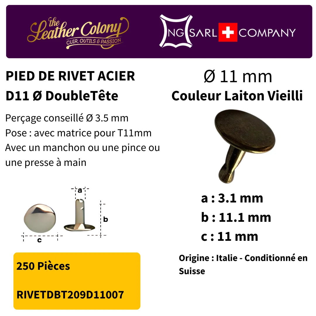 Rivets En Acier (Pied Doubletete) 4 Couleurs
