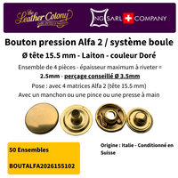 Pressions Alfa2 15.5Mm En Laiton Made In Italy (4 Couleurs)