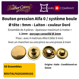 Pressions Alfa0 9Mm-10.5Mm En Laiton Made In Italy (4 Couleurs)