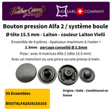 Alfa2 15,5 mm Messing-Druckknöpfe, hergestellt in Italien (4 Farben)