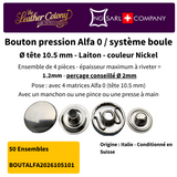 Alfa0-Druckknöpfe 9 mm bis 10,5 mm aus Messing, hergestellt in Italien (4 Farben)