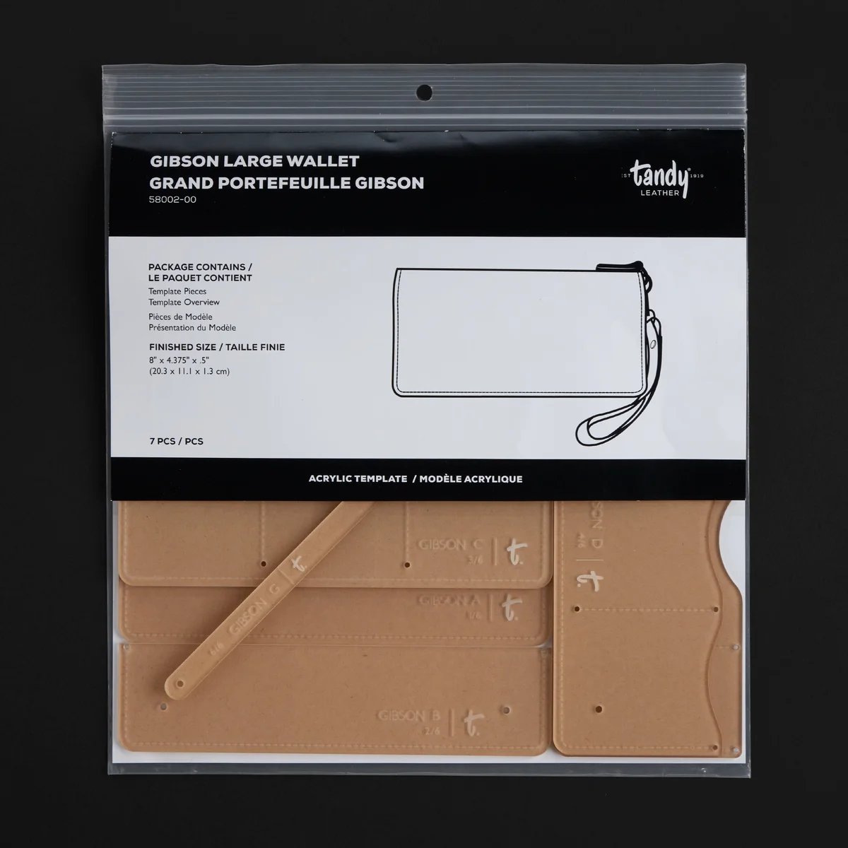Gibson Large Wallet Acrylic Template - Zoom détaillé