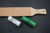Kit strop en cuir 6,5×30 cm + pâte à affûter blanche et verte - Fourniture maroquinerie cuir