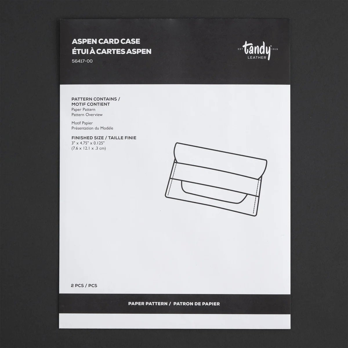 Modèle de papier pour étui à cartes Aspen - Zoom détaillé
