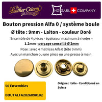 Pressions Alfa0 9Mm-10.5Mm En Laiton Made In Italy (4 Couleurs) - Détail produit