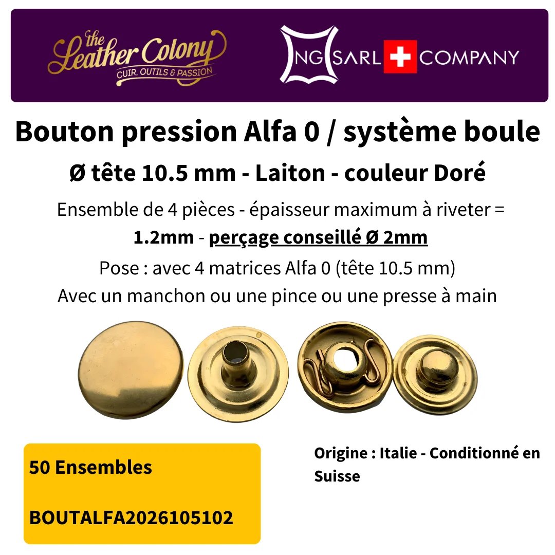 Pressions Alfa0 9Mm-10.5Mm En Laiton Made In Italy (4 Couleurs) - Image 6