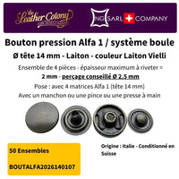 Pressions Alfa1 12.5Mm-14Mm En Laiton Made In Italy (4 Couleurs) - Image 8