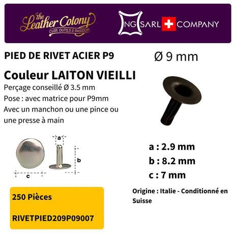 Rivets En Acier (Pied) 4 Couleurs - Détail produit