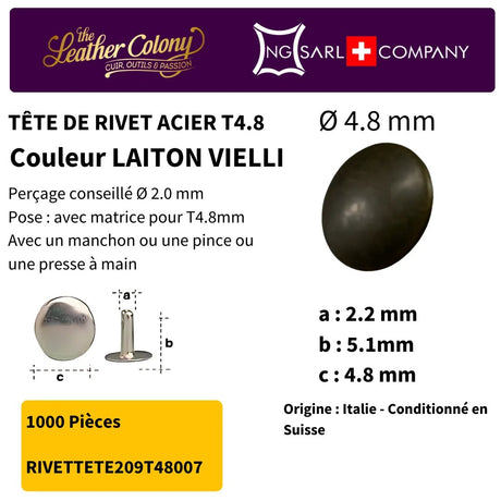 Rivets En Acier (Tete) 4 Couleurs - Vue principale
