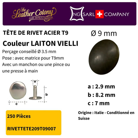 Rivets En Acier (Tete) 4 Couleurs - Zoom détaillé