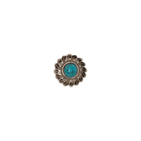 Conchos En Plumes Turquoises Plaquette D'Argent Antique / Sans Nickel