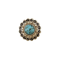 Conchos En Plumes Turquoises Plaquette D'Argent Antique / Sans Nickel